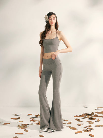 YZZI HE Beaded knit camisole + yoga pants set