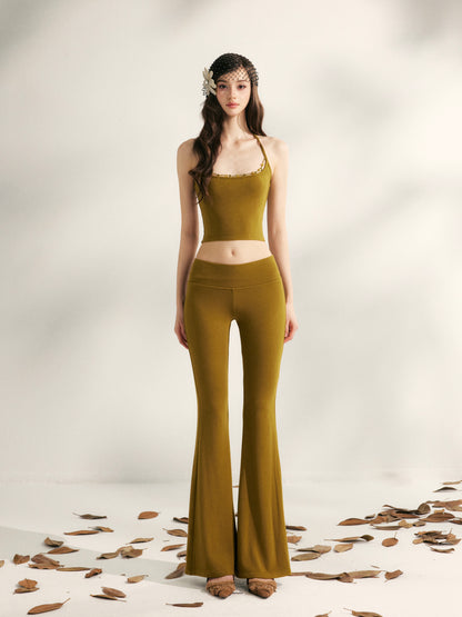 YZZI HE Beaded knit camisole + yoga pants set