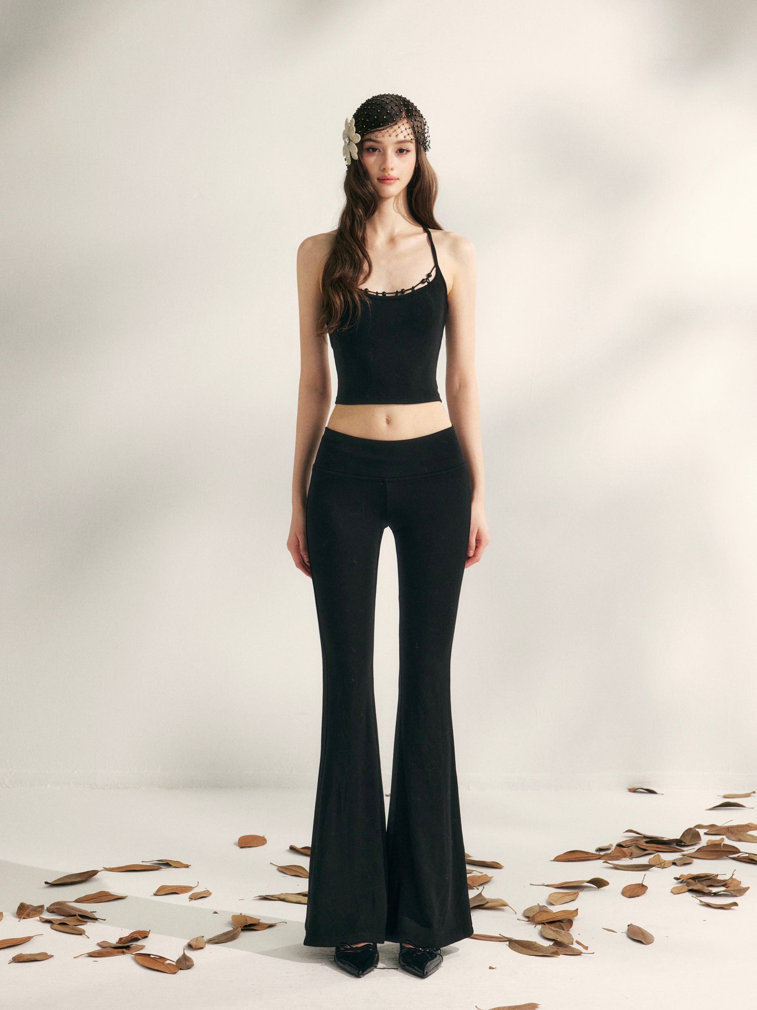 YZZI HE Beaded knit camisole + yoga pants set
