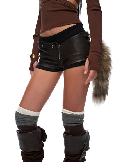 JYOSEI Fake two piece leather shorts