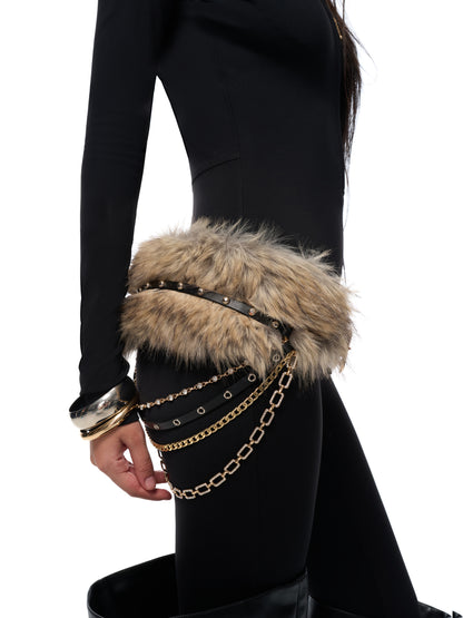 JYOSEI Black furry waistband