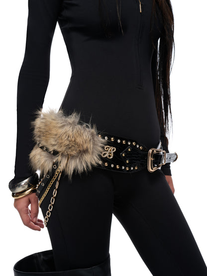 JYOSEI Black furry waistband