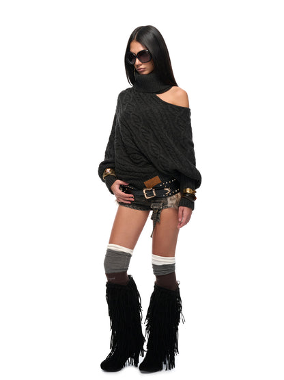 JYOSEI Black off shoulder sweater