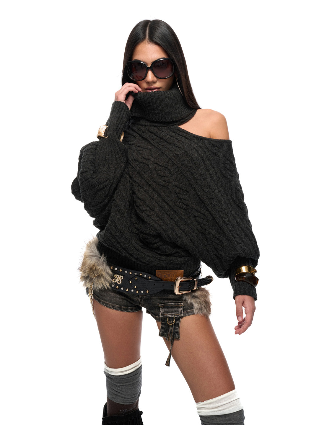 JYOSEI Black off shoulder sweater