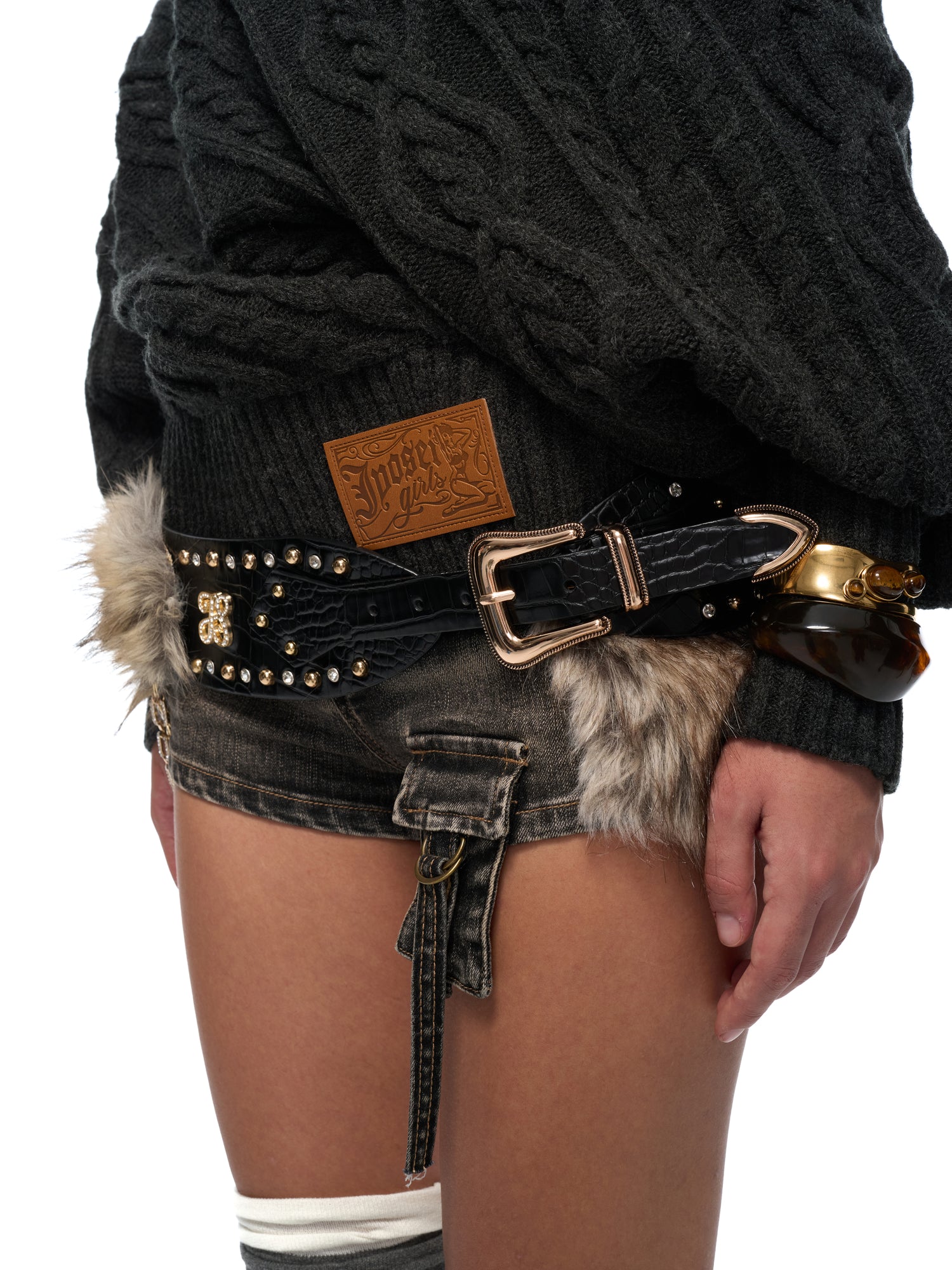 JYOSEI Black furry waistband