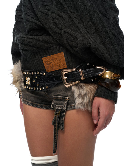 JYOSEI Black furry waistband
