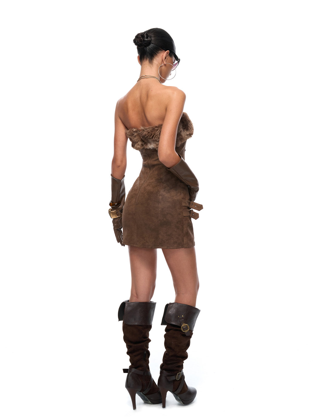 JYOSEI Brown leather dress