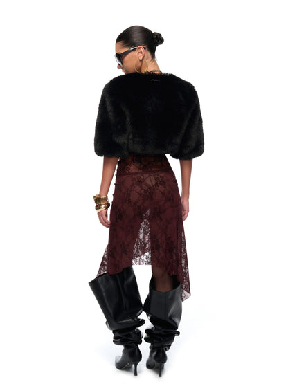 JYOSEI Black fur short sleeved shirt