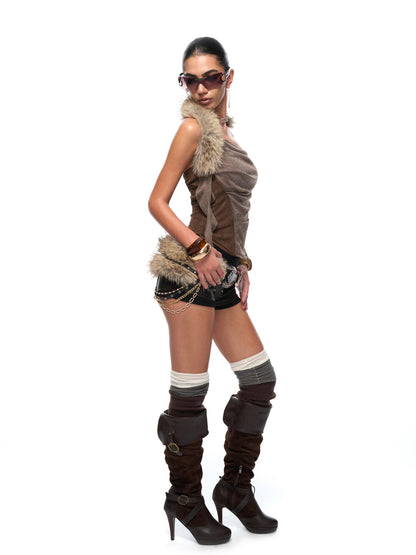 JYOSEI Brown halter-neck camisole