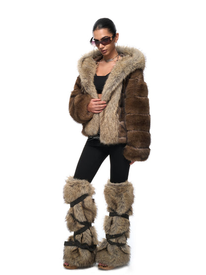 JYOSEI Hooded fur coat