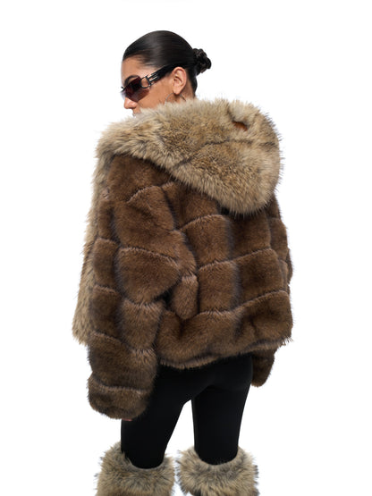JYOSEI Hooded fur coat