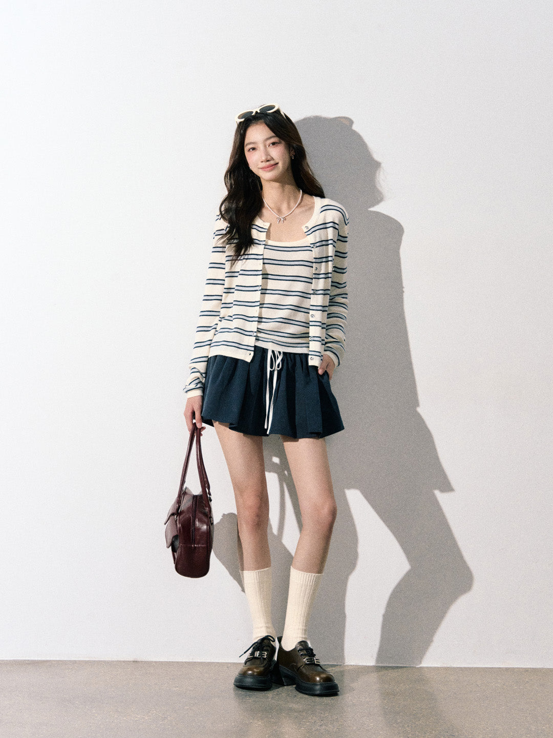 Lafreedom LAF350904 Contrast striped cardigan + camisole set