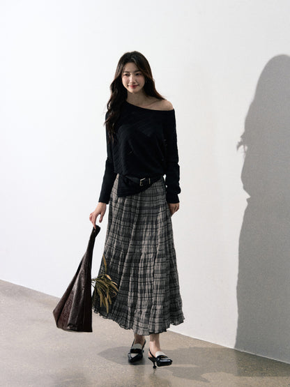 Lafreedom LAF350906&amp;LAF350907 Lazy style loose off shoulder top +skirt set