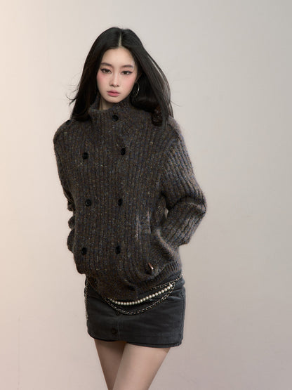 VIA PITTI VIADK713 Colorful yarn high neck woolen jacket