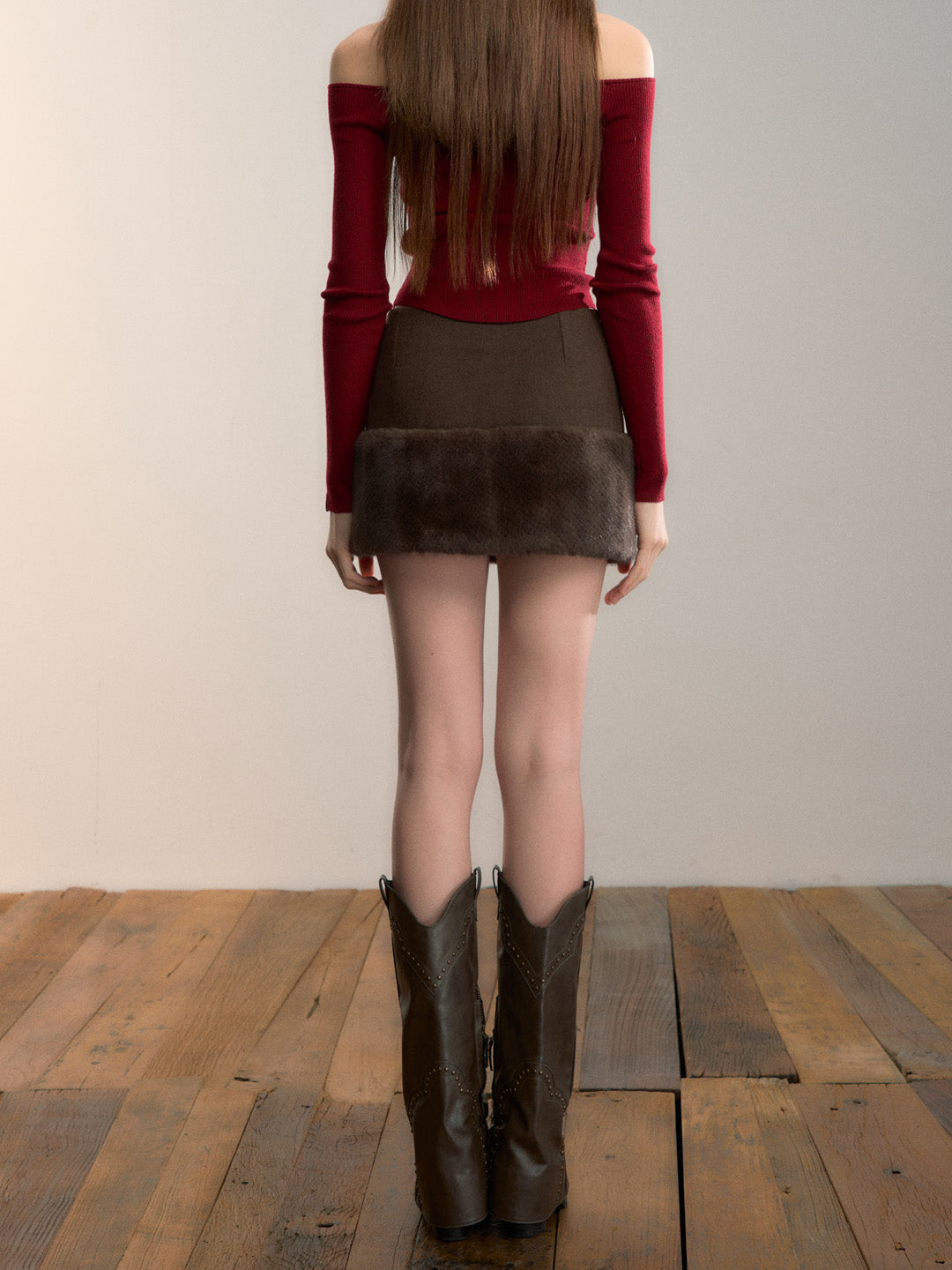 VIA PITTI VIADS701 Plush patchwork skirt