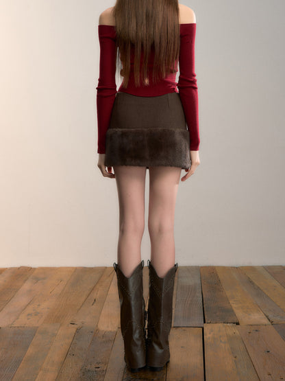 VIA PITTI VIADS701 Plush patchwork skirt