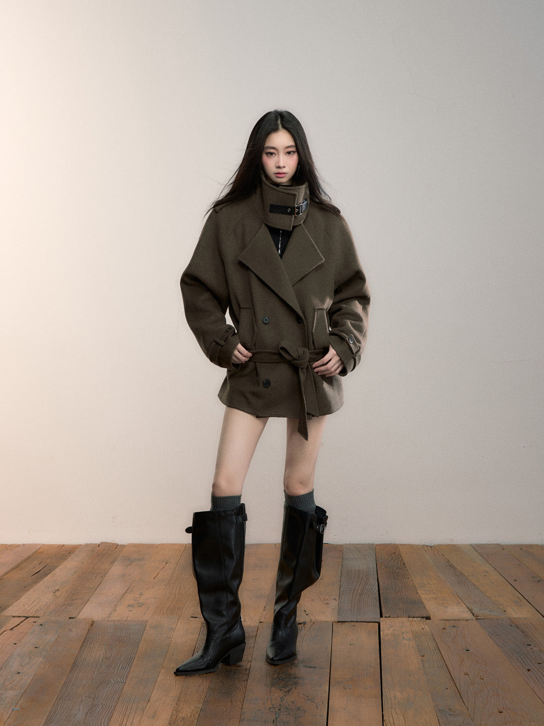VIA PITTI VIADC680 High necked woolen coat