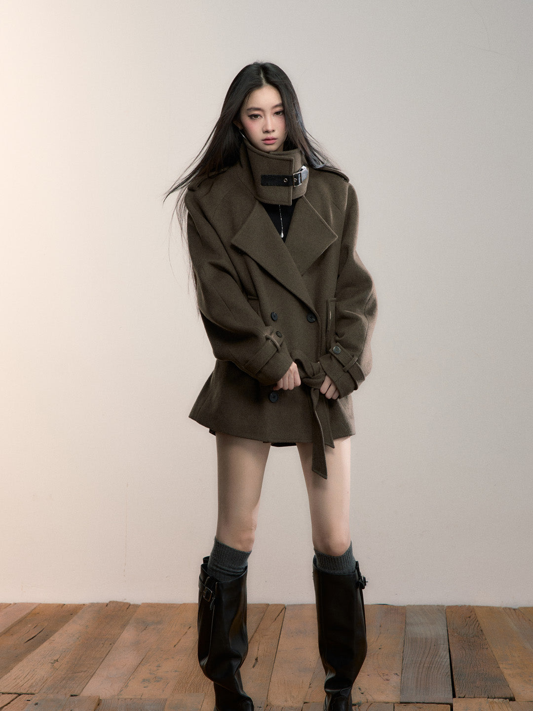 VIA PITTI VIADC680 High necked woolen coat