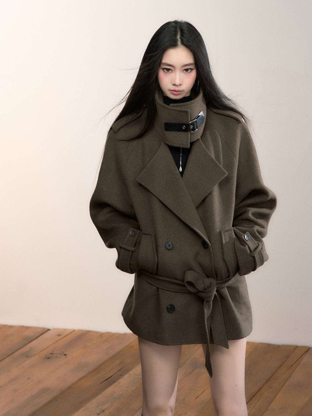 VIA PITTI VIADC680 High necked woolen coat