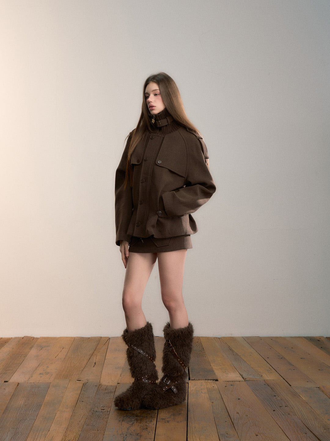 VIA PITTI VIADC663 High collar spliced waist design with cotton jacket