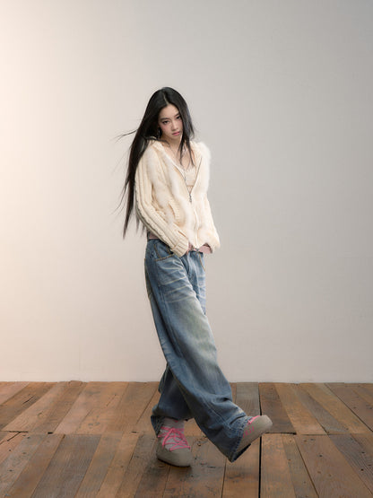 VIA PITTI VIADK712 Fox fur spliced wool woven hooded jacket