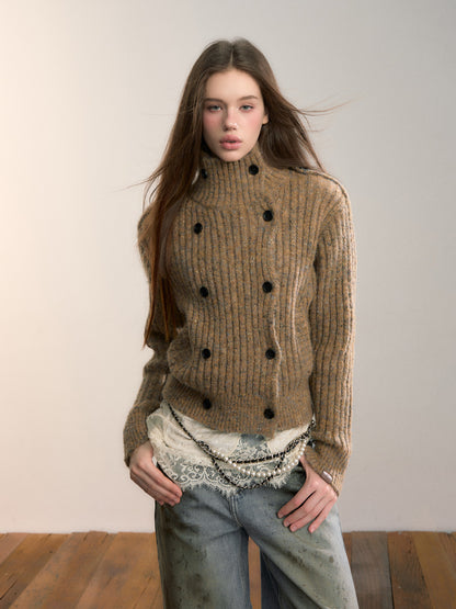 VIA PITTI VIADK713 Colorful yarn high neck woolen jacket