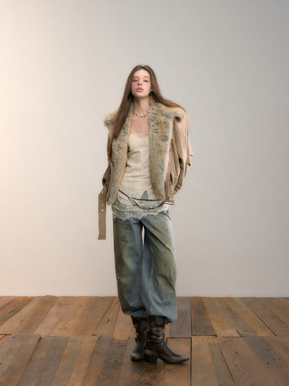 VIA PITTI VIADC617 Gradient fuzzy cotton jacket