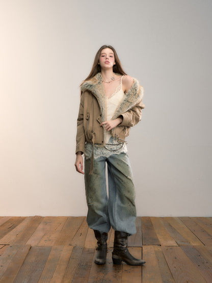 VIA PITTI VIADC617 Gradient fuzzy cotton jacket