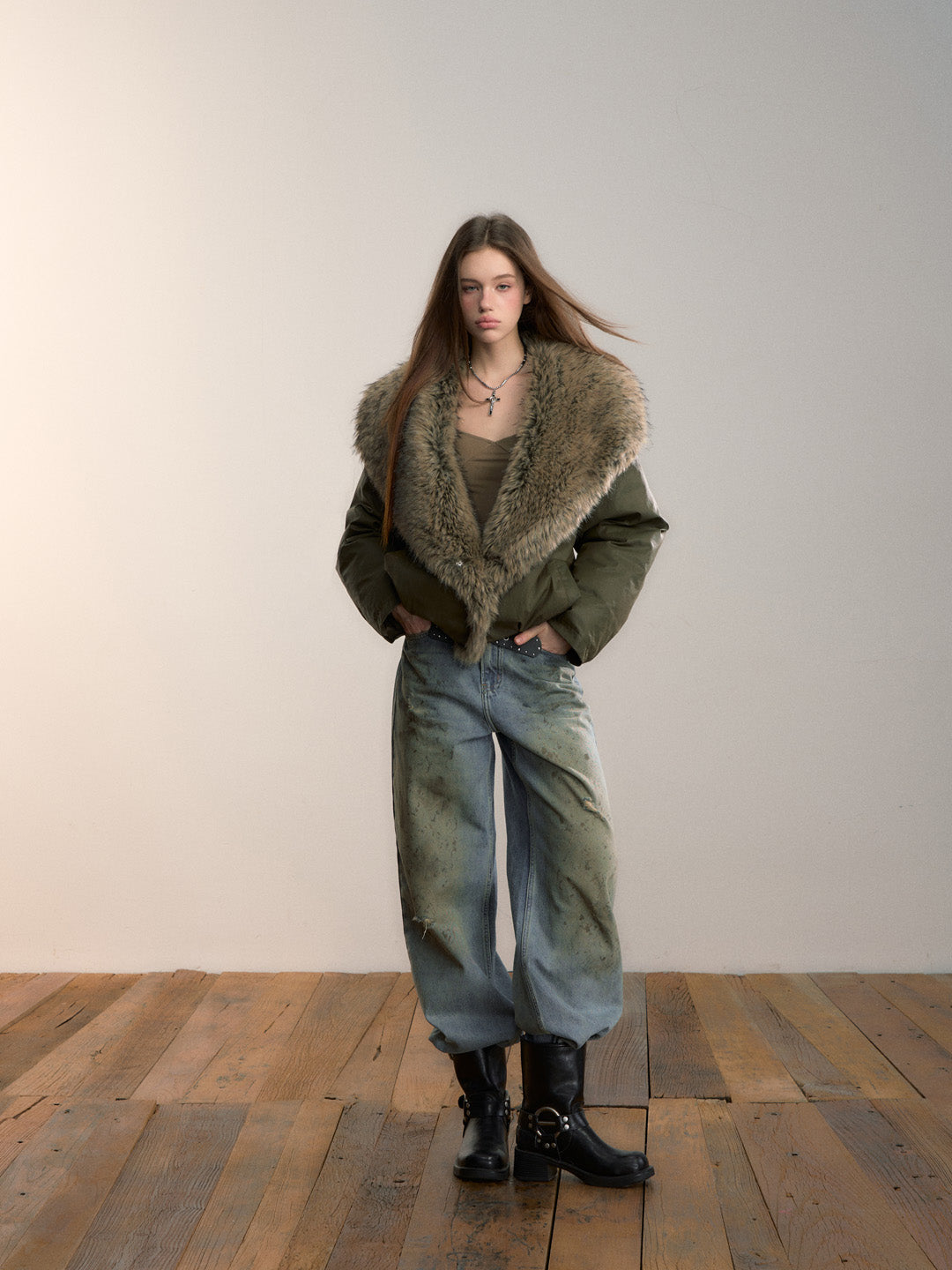 VIA PITTI VIADC710 Big fur collar warm 90 down jacket