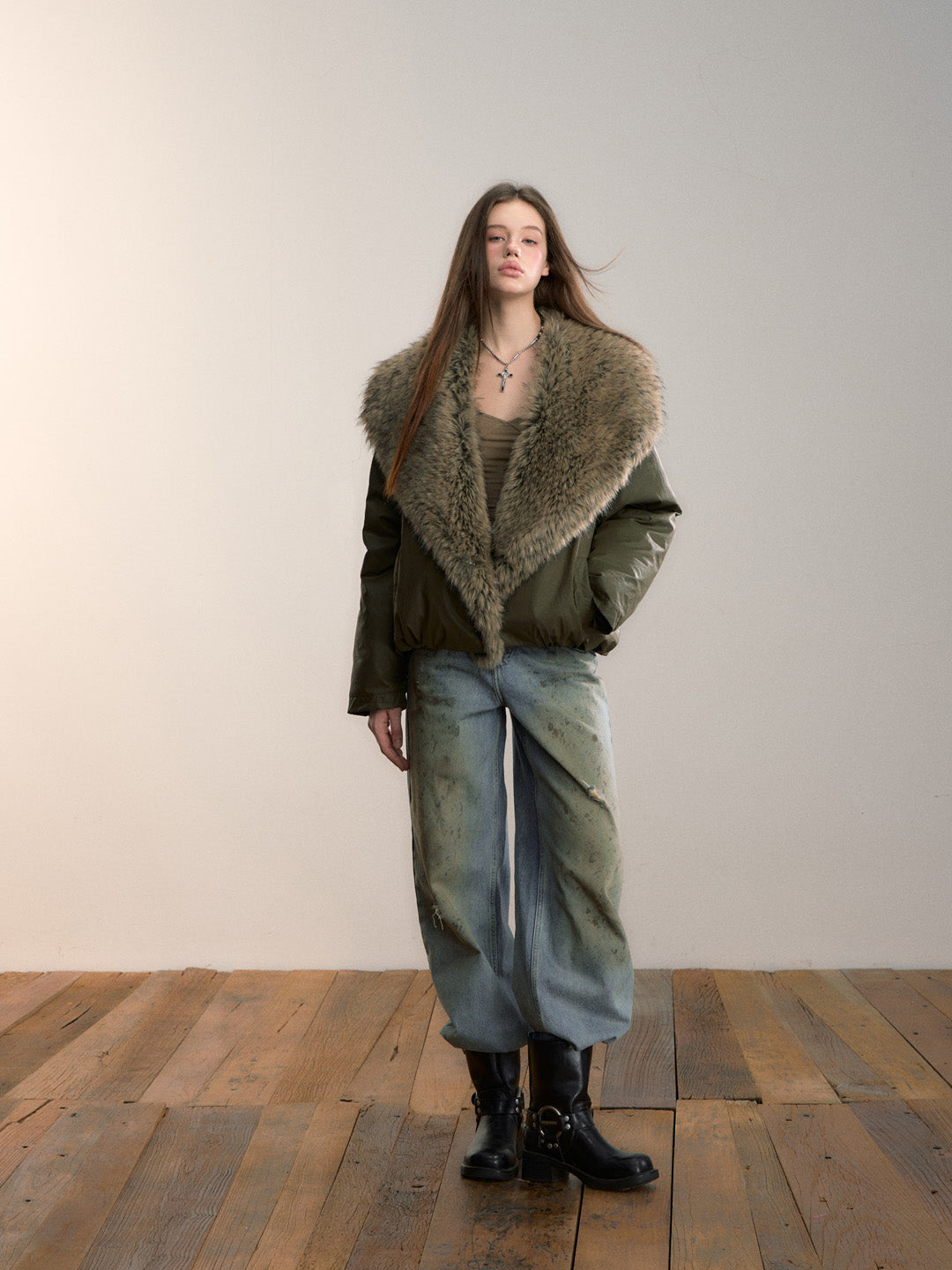 VIA PITTI VIADC710 Big fur collar warm 90 down jacket