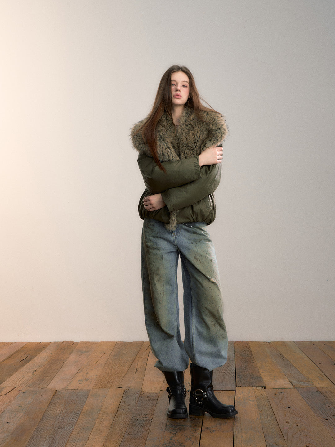 VIA PITTI VIADC710 Big fur collar warm 90 down jacket