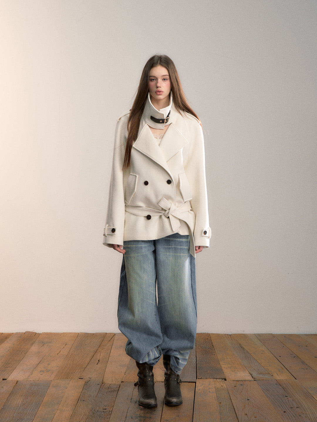 VIA PITTI VIADC680 High necked woolen coat