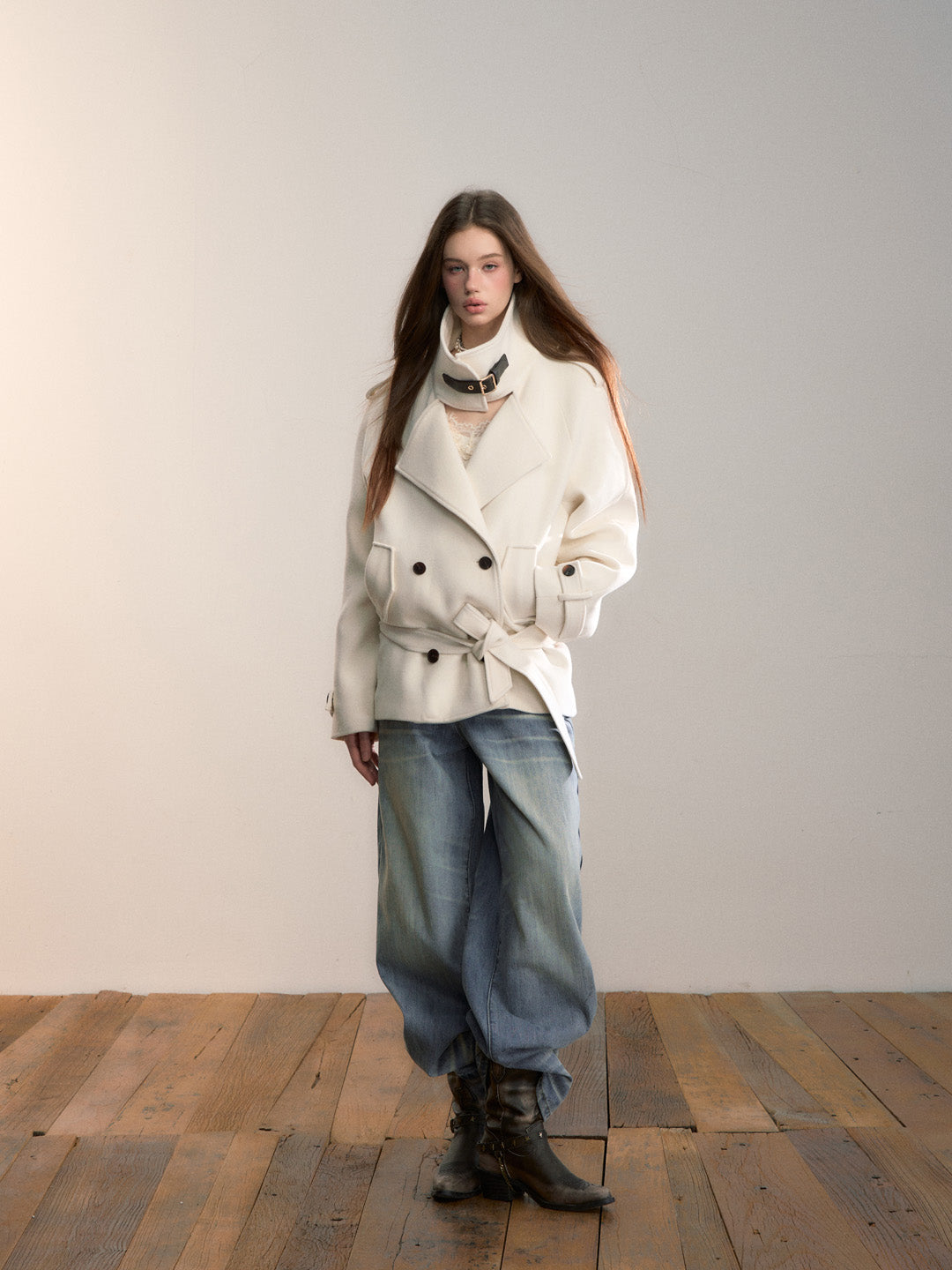 VIA PITTI VIADC680 High necked woolen coat