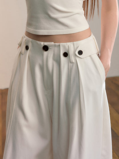 VIA PITTI VIADP683 Button design pleated and thickened casual trousers