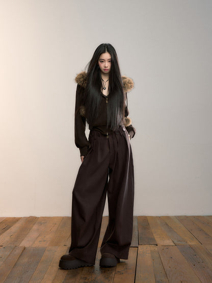 VIA PITTI VIADC682 Velvet collar fur ball hoodie jacket