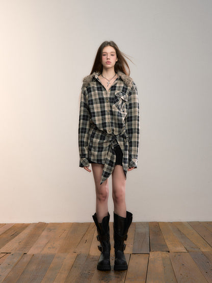 VIA PITTI VIADTP677 Detachable sweater plaid two-piece set