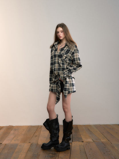 VIA PITTI VIADTP677 Detachable sweater plaid two-piece set