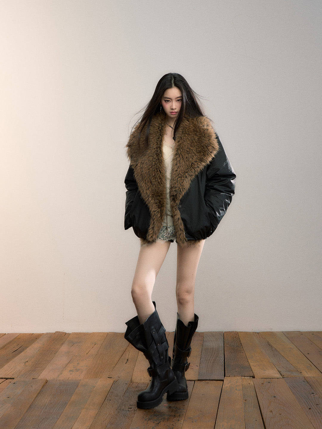 VIA PITTI VIADC710 Big fur collar warm 90 down jacket