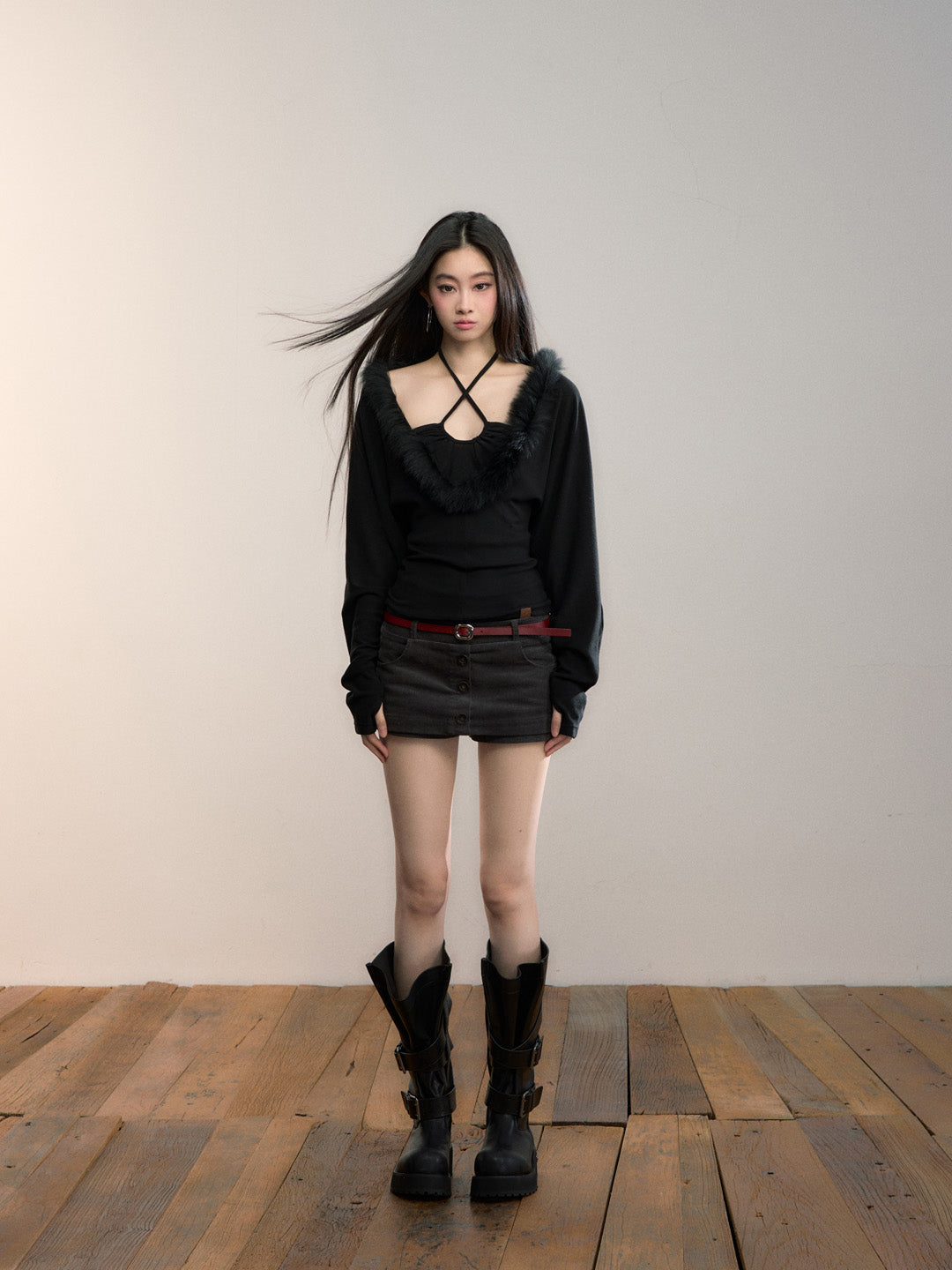 VIA PITTI VIADTP668 Fake two fox fur spliced base tops