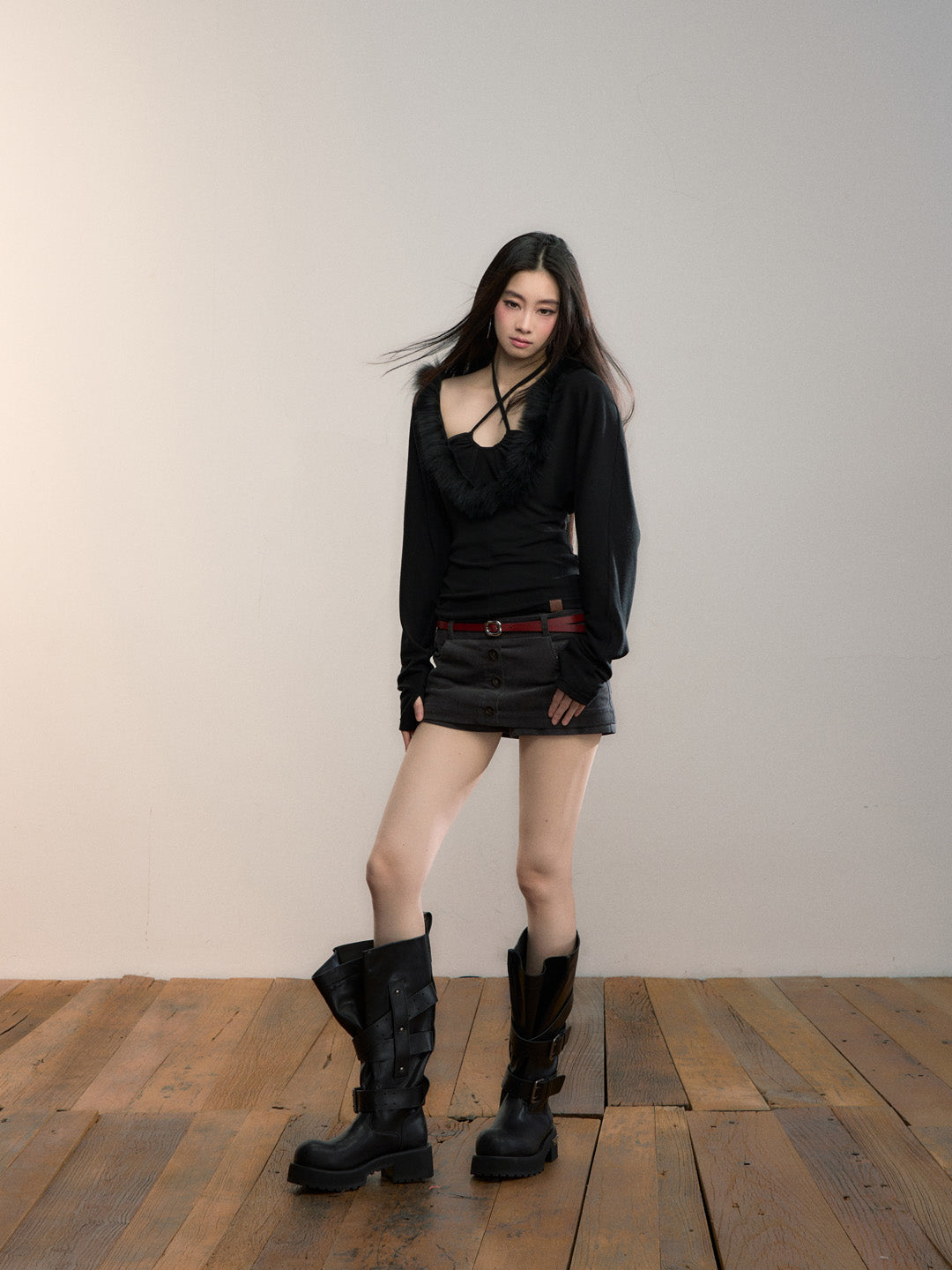 VIA PITTI VIADTP668 Fake two fox fur spliced base tops