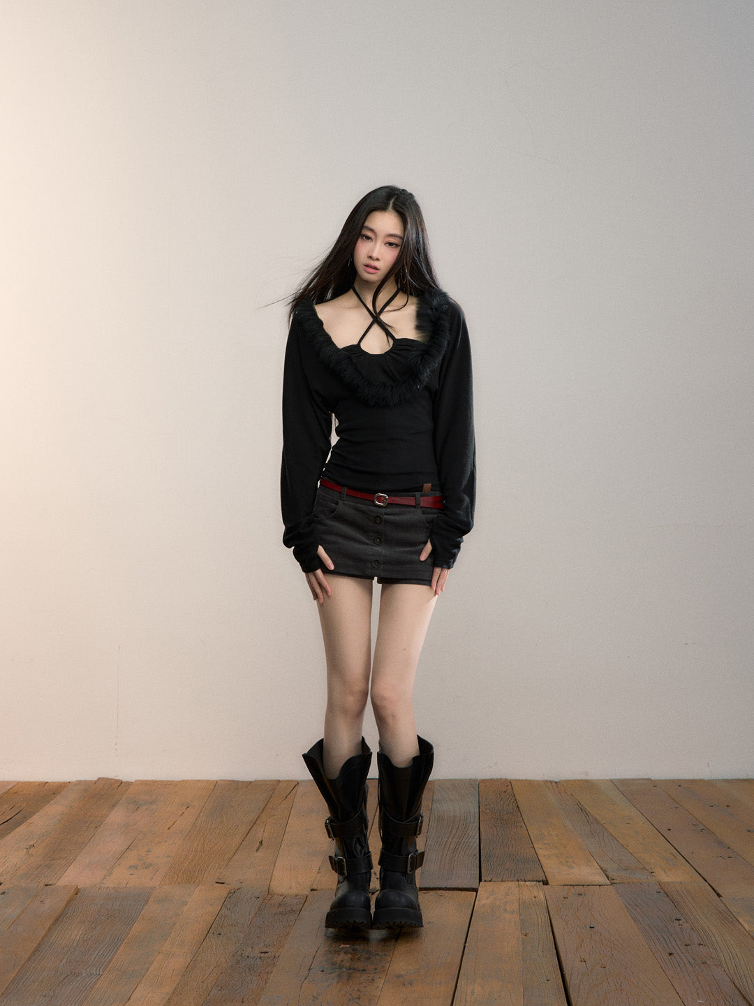 VIA PITTI VIADTP668 Fake two fox fur spliced base tops