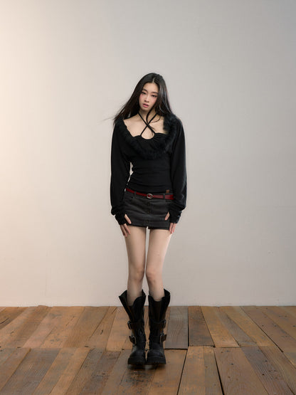 VIA PITTI VIADTP668 Fake two fox fur spliced base tops