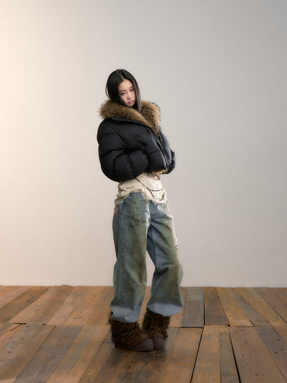 VIA PITTI VIADC716 Wool collar splicing three color warm 95 down jacket