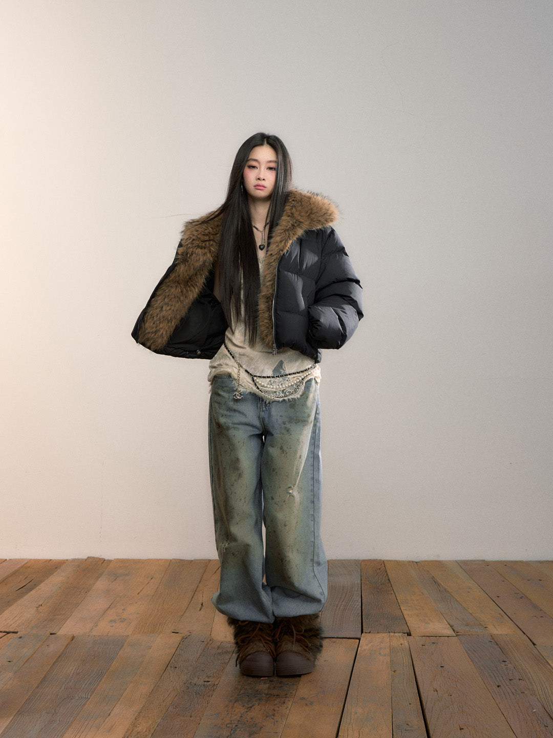 VIA PITTI VIADC716 Wool collar splicing three color warm 95 down jacket