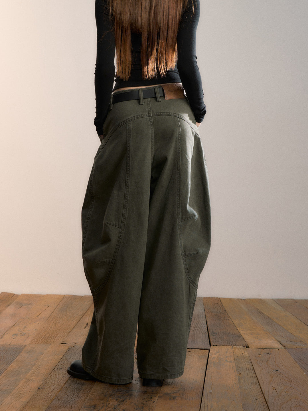 VIA PITTI VIADP717 Military green loose wide leg casual pants