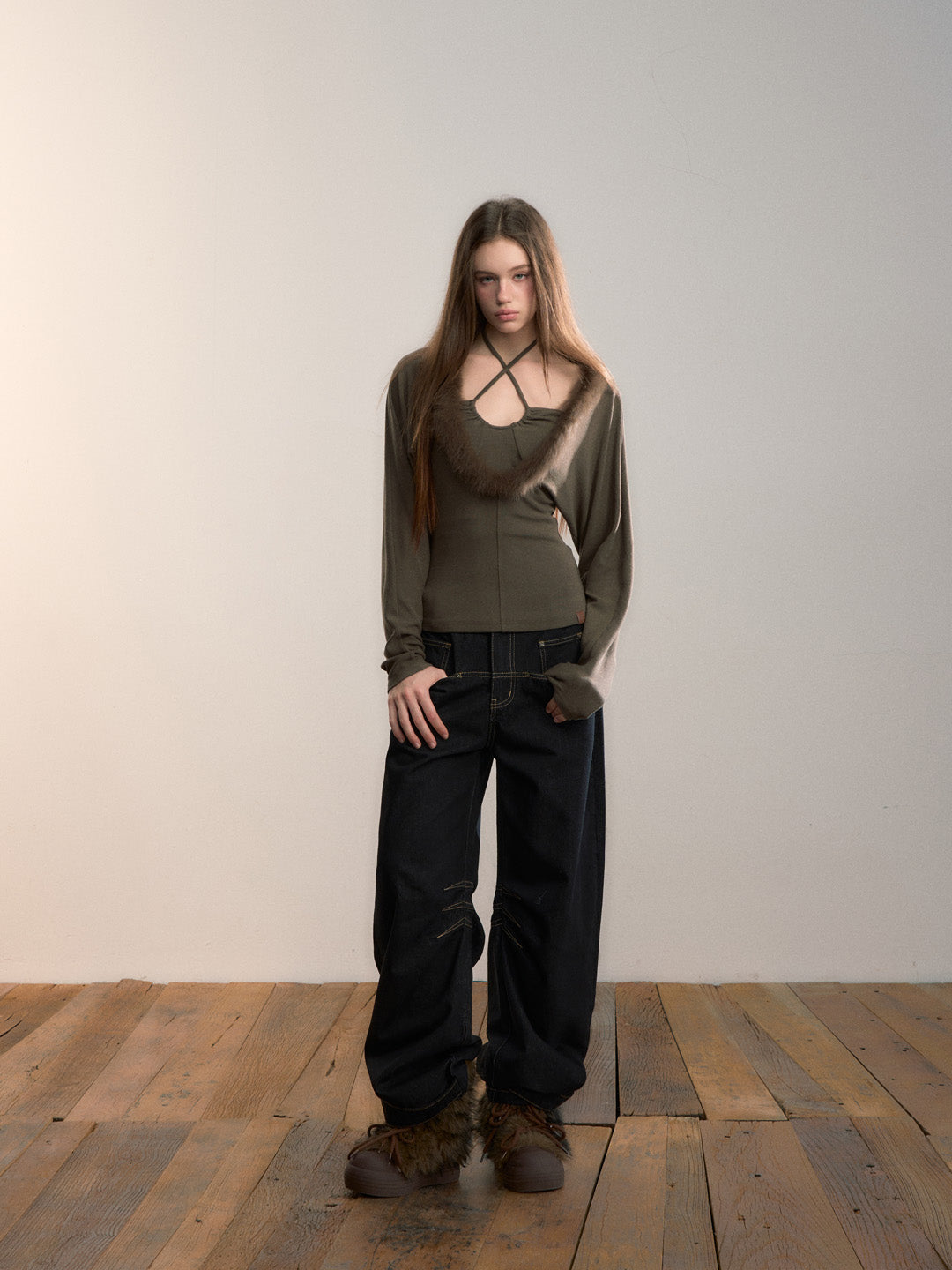 VIA PITTI VIADTP668 Fake two fox fur spliced base tops