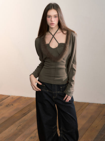 VIA PITTI VIADTP668 Fake two fox fur spliced base tops