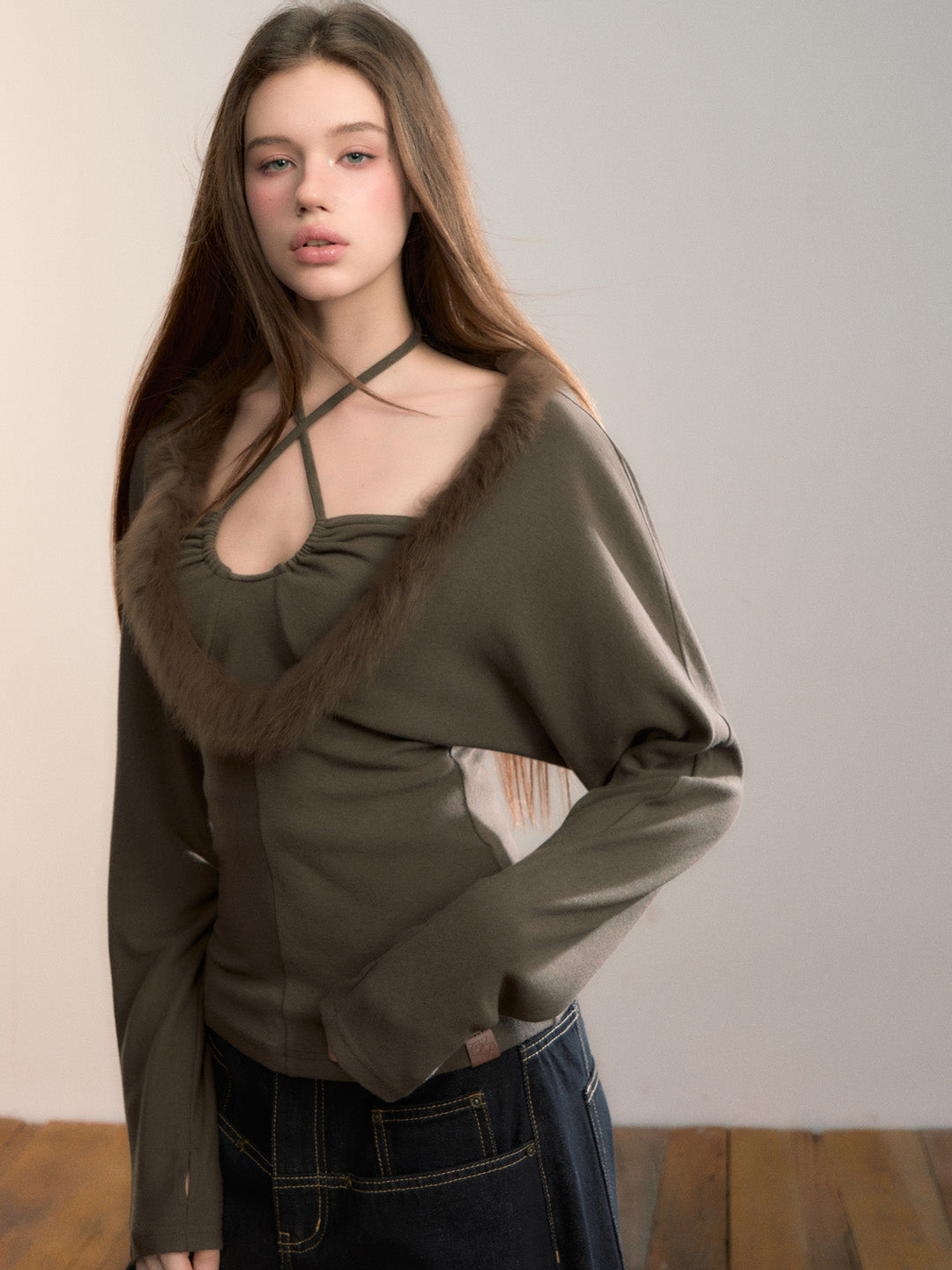 VIA PITTI VIADTP668 Fake two fox fur spliced base tops