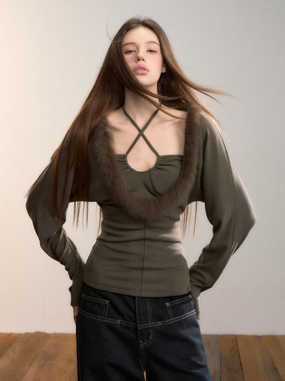 VIA PITTI VIADTP668 Fake two fox fur spliced base tops