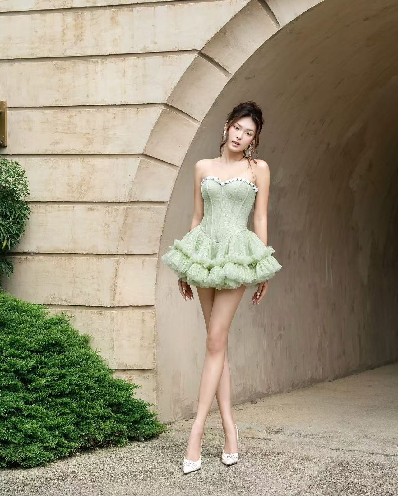LANE Cì Bloom Dress-Green